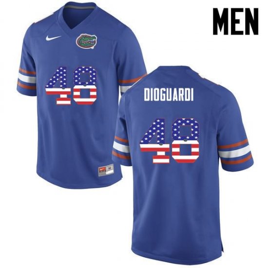 Men's Florida Gators #48 Brett DioGuardi NCAA Nike Blue USA Flag Fashion Authentic Stitched College Football Jersey MXY8862NG